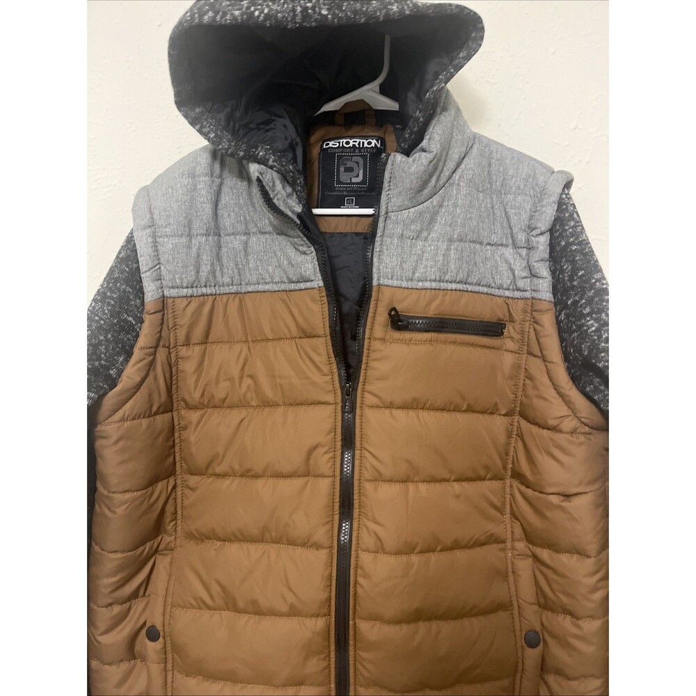 DISTORTION Men's Comfort & Style Colorblock Puffer Hoodie Winter Jacket Size XL - Picture 5 of 11